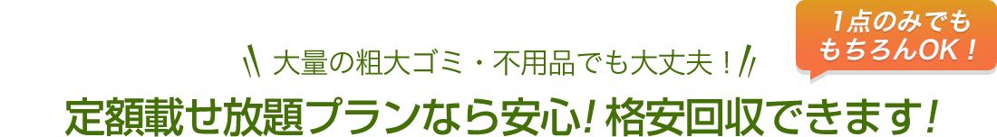 大量の粗大ゴミ・不用品でも大丈夫！定額載せ放題プランなら安心! 格安回収できます!